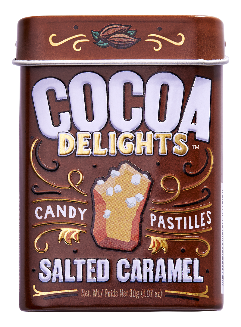 Cocoa Delights Salted Caramel candy pastilles tin