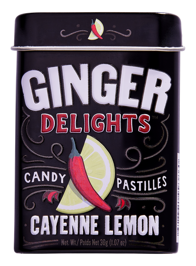 Ginger Delights Cayenne Lemon candy pastilles tin