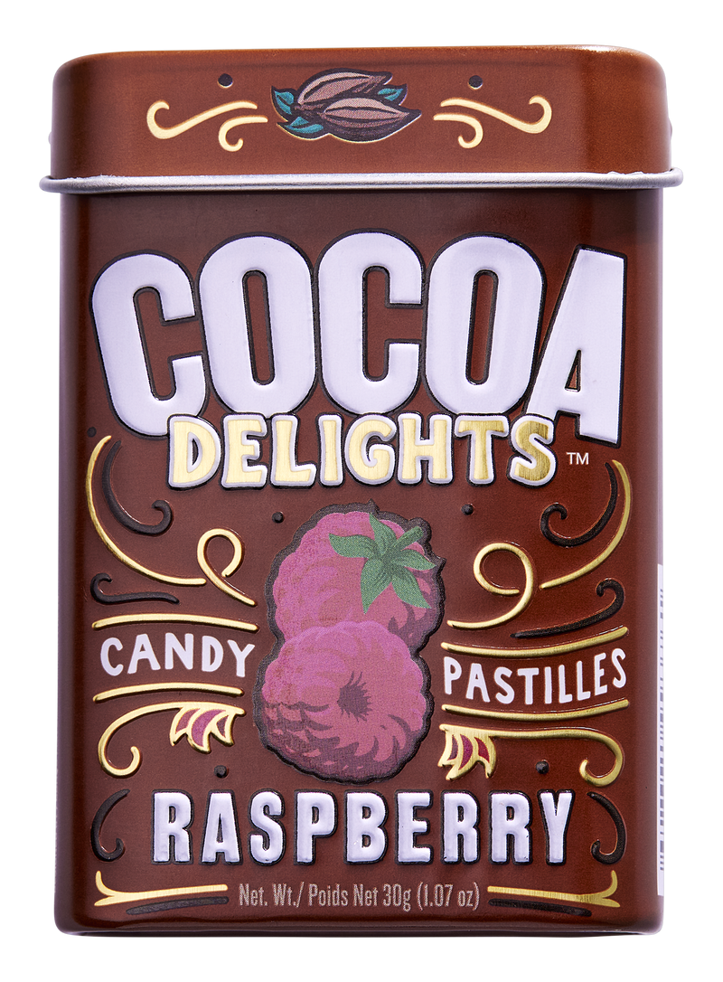 Cocoa Delights Raspberry candy pastilles tin