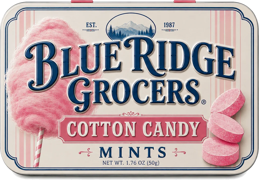 Blue Ridge Grocers private label cotton candy mints