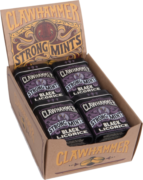 Clawhammer Mints Black Licorice 12-Pack tray